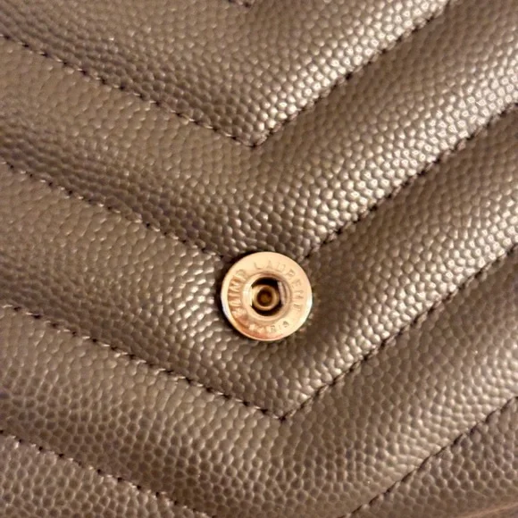 Saint Laurent YSL Cassandre Chevron Quilted Grey Leather Long Wallet W/ COA - Picture 11 of 15